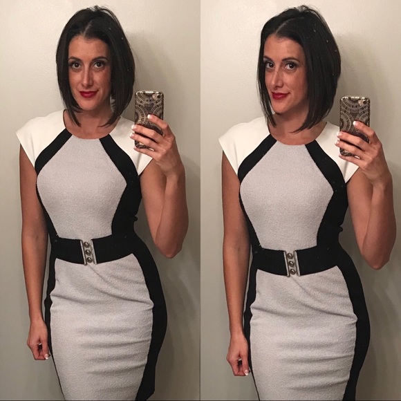 DKNYC Dresses & Skirts - DKNY black, white and gray dress. Fun textures!